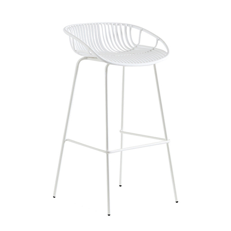 Modern Style Bar-stool Metal Counter Bar Stool with Metal Legs for Kitchen White 1 Piece Counter Stool (23.5"H) Clearhalo 'Bar Furniture' 'Bar Stools' 'bar_stools' 'furn' 'furn_bar_stools' 'Furniture' 'furniture_bar_stools' 'Kitchen & Dining Furniture' 4961285