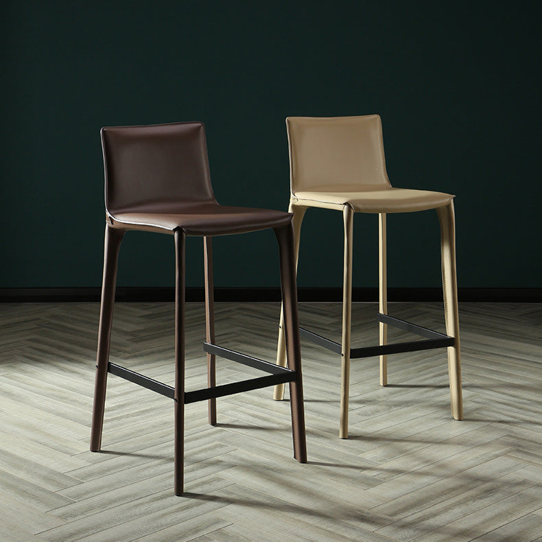 Modern Style Bar-stool Leather Counter Bar Stool with Metal Legs for Kitchen Clearhalo 'Bar Furniture' 'Bar Stools' 'bar_stools' 'furn' 'furn_bar_stools' 'Furniture' 'furniture_bar_stools' 'Kitchen & Dining Furniture' 4961309