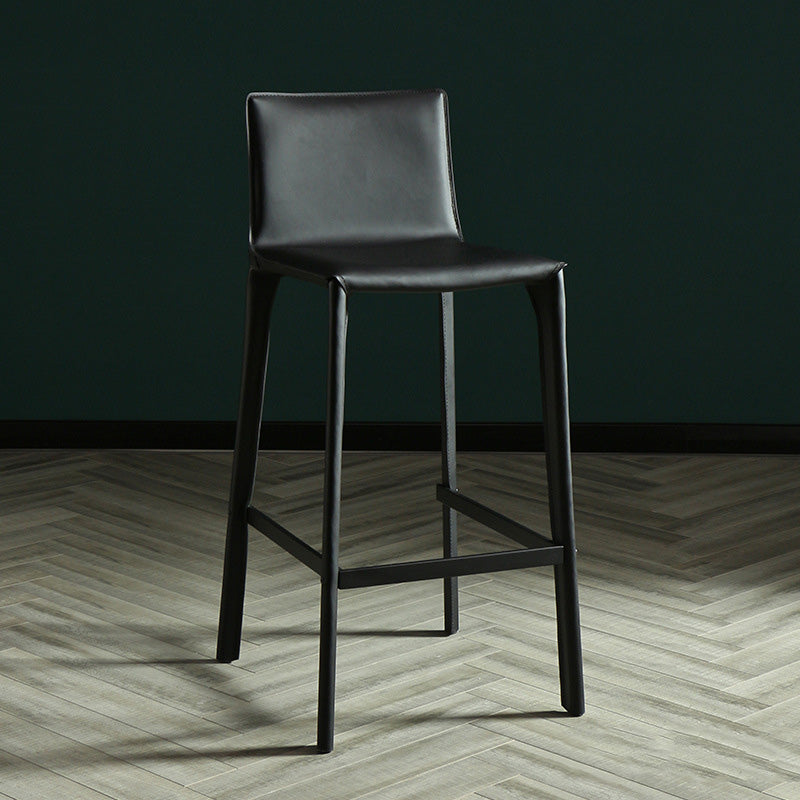 Modern Style Bar-stool Leather Counter Bar Stool with Metal Legs for Kitchen Black 1 Piece Clearhalo 'Bar Furniture' 'Bar Stools' 'bar_stools' 'furn' 'furn_bar_stools' 'Furniture' 'furniture_bar_stools' 'Kitchen & Dining Furniture' 4961311