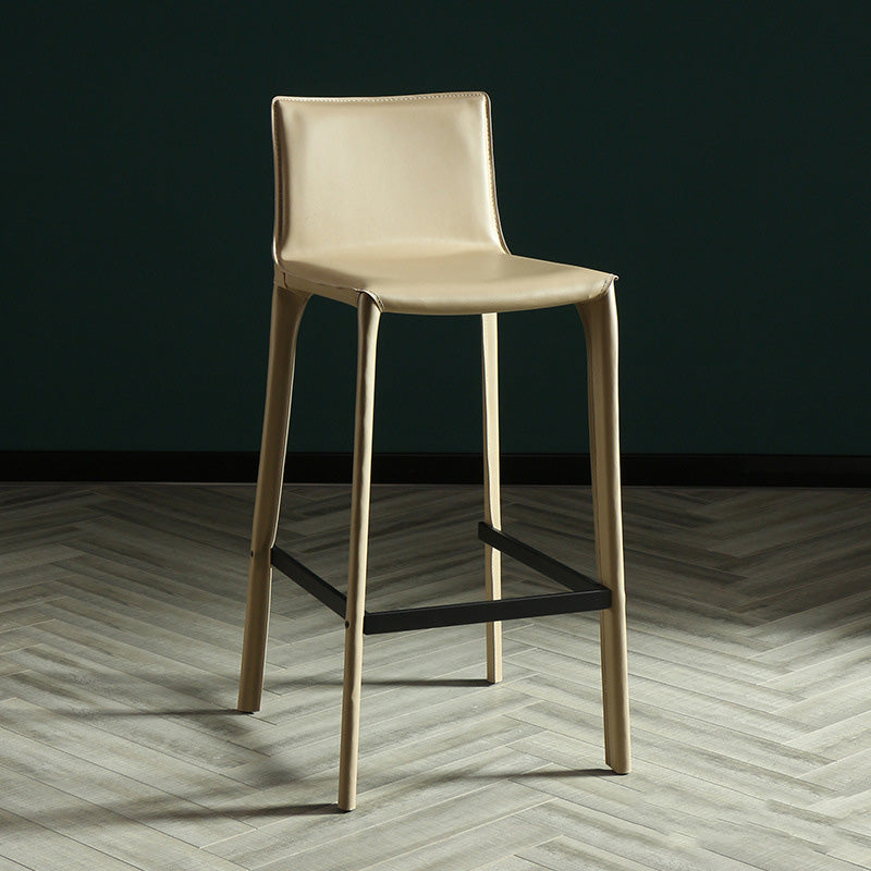 Modern Style Bar-stool Leather Counter Bar Stool with Metal Legs for Kitchen Beige 1 Piece Clearhalo 'Bar Furniture' 'Bar Stools' 'bar_stools' 'furn' 'furn_bar_stools' 'Furniture' 'furniture_bar_stools' 'Kitchen & Dining Furniture' 4961312