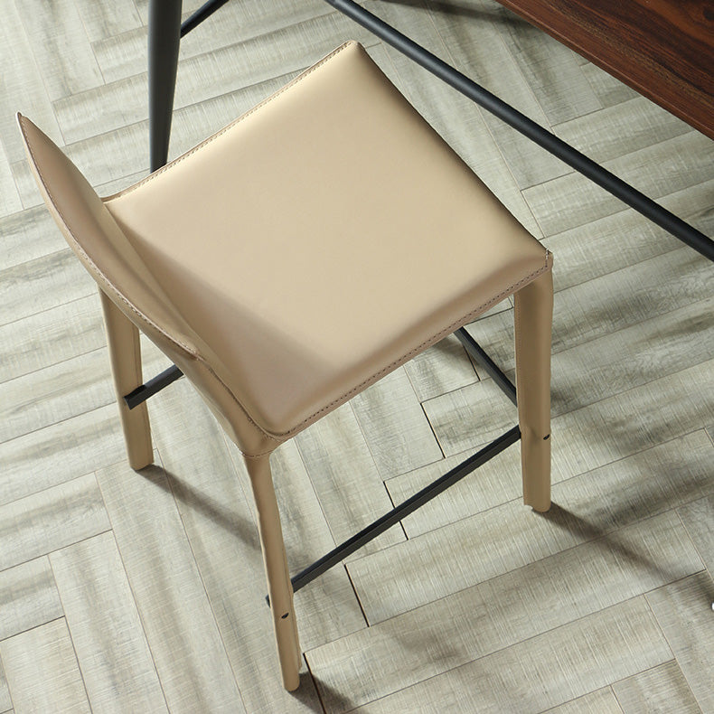 Modern Style Bar-stool Leather Counter Bar Stool with Metal Legs for Kitchen Clearhalo 'Bar Furniture' 'Bar Stools' 'bar_stools' 'furn' 'furn_bar_stools' 'Furniture' 'furniture_bar_stools' 'Kitchen & Dining Furniture' 4961313