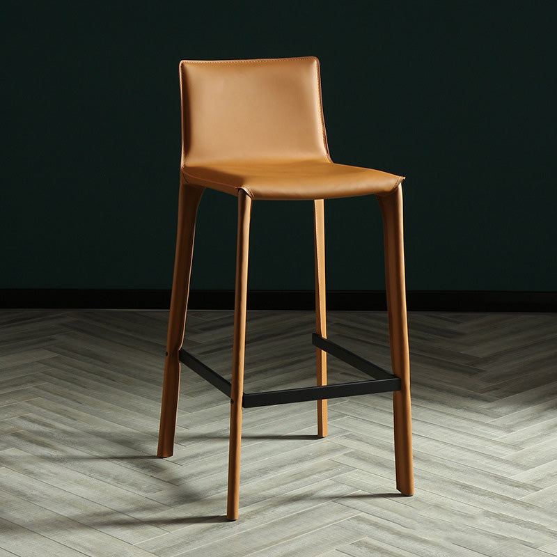 Modern Style Bar-stool Leather Counter Bar Stool with Metal Legs for Kitchen Orange 1 Piece Clearhalo 'Bar Furniture' 'Bar Stools' 'bar_stools' 'furn' 'furn_bar_stools' 'Furniture' 'furniture_bar_stools' 'Kitchen & Dining Furniture' 4961315