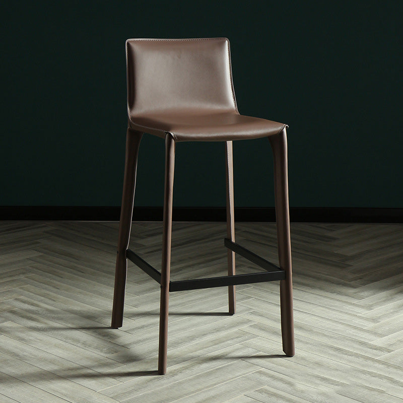 Modern Style Bar-stool Leather Counter Bar Stool with Metal Legs for Kitchen Dark Brown 1 Piece Clearhalo 'Bar Furniture' 'Bar Stools' 'bar_stools' 'furn' 'furn_bar_stools' 'Furniture' 'furniture_bar_stools' 'Kitchen & Dining Furniture' 4961316