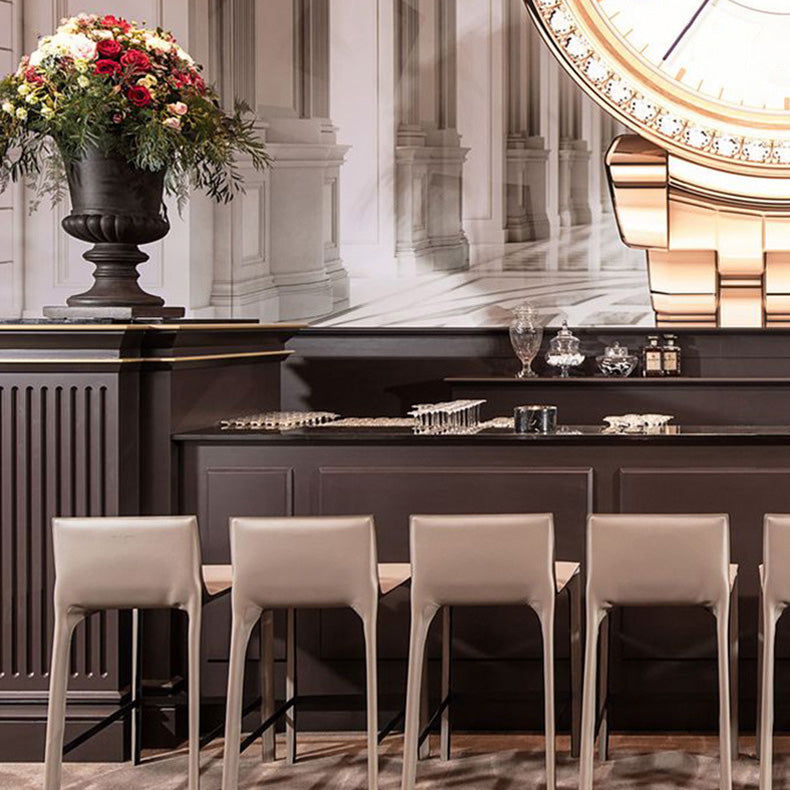 Modern Style Bar-stool Leather Counter Bar Stool with Metal Legs for Kitchen Clearhalo 'Bar Furniture' 'Bar Stools' 'bar_stools' 'furn' 'furn_bar_stools' 'Furniture' 'furniture_bar_stools' 'Kitchen & Dining Furniture' 4961324