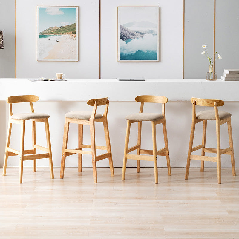 Scandinavian Milk Tea Shop Rubberwood Stool Matte Finish Upholstered Bar Stools Clearhalo 'Bar Furniture' 'Bar Stools' 'bar_stools' 'furn' 'furn_bar_stools' 'Furniture' 'furniture_bar_stools' 'Kitchen & Dining Furniture' 4961401