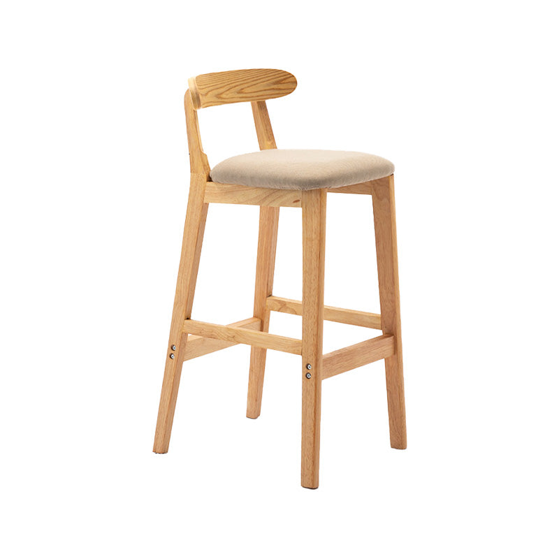 Scandinavian Milk Tea Shop Rubberwood Stool Matte Finish Upholstered Bar Stools Khaki 1 Piece Clearhalo 'Bar Furniture' 'Bar Stools' 'bar_stools' 'furn' 'furn_bar_stools' 'Furniture' 'furniture_bar_stools' 'Kitchen & Dining Furniture' 4961402
