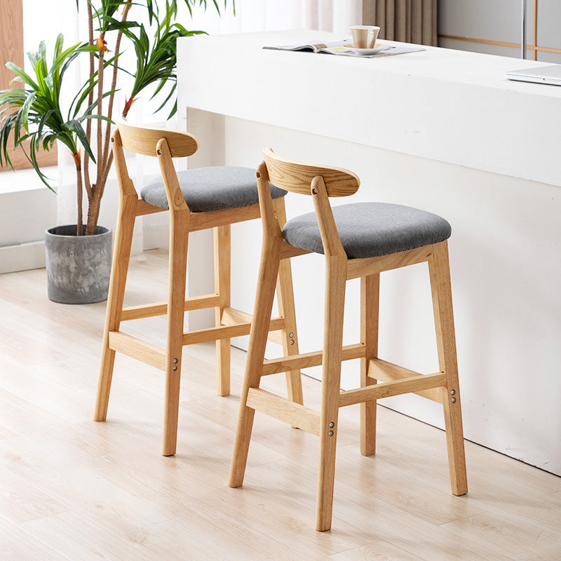 Scandinavian Milk Tea Shop Rubberwood Stool Matte Finish Upholstered Bar Stools Clearhalo 'Bar Furniture' 'Bar Stools' 'bar_stools' 'furn' 'furn_bar_stools' 'Furniture' 'furniture_bar_stools' 'Kitchen & Dining Furniture' 4961405