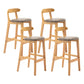 Scandinavian Milk Tea Shop Rubberwood Stool Matte Finish Upholstered Bar Stools Grey 4 Piece Set Clearhalo 'Bar Furniture' 'Bar Stools' 'bar_stools' 'furn' 'furn_bar_stools' 'Furniture' 'furniture_bar_stools' 'Kitchen & Dining Furniture' 4961412