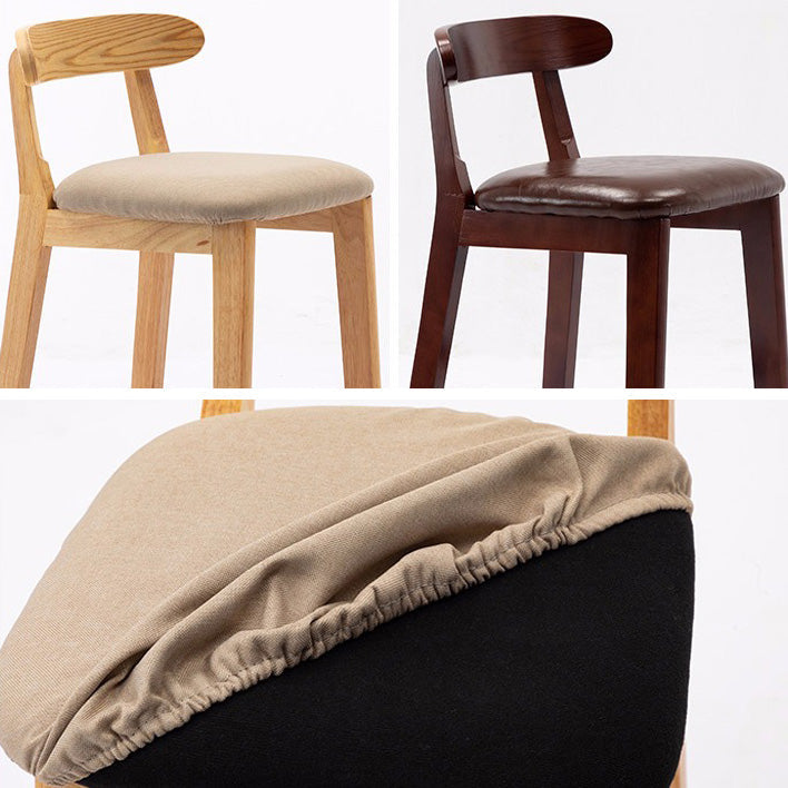 Scandinavian Milk Tea Shop Rubberwood Stool Matte Finish Upholstered Bar Stools Clearhalo 'Bar Furniture' 'Bar Stools' 'bar_stools' 'furn' 'furn_bar_stools' 'Furniture' 'furniture_bar_stools' 'Kitchen & Dining Furniture' 4961415
