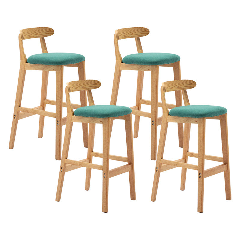 Scandinavian Milk Tea Shop Rubberwood Stool Matte Finish Upholstered Bar Stools Mint Green 4 Piece Set Clearhalo 'Bar Furniture' 'Bar Stools' 'bar_stools' 'furn' 'furn_bar_stools' 'Furniture' 'furniture_bar_stools' 'Kitchen & Dining Furniture' 4961418