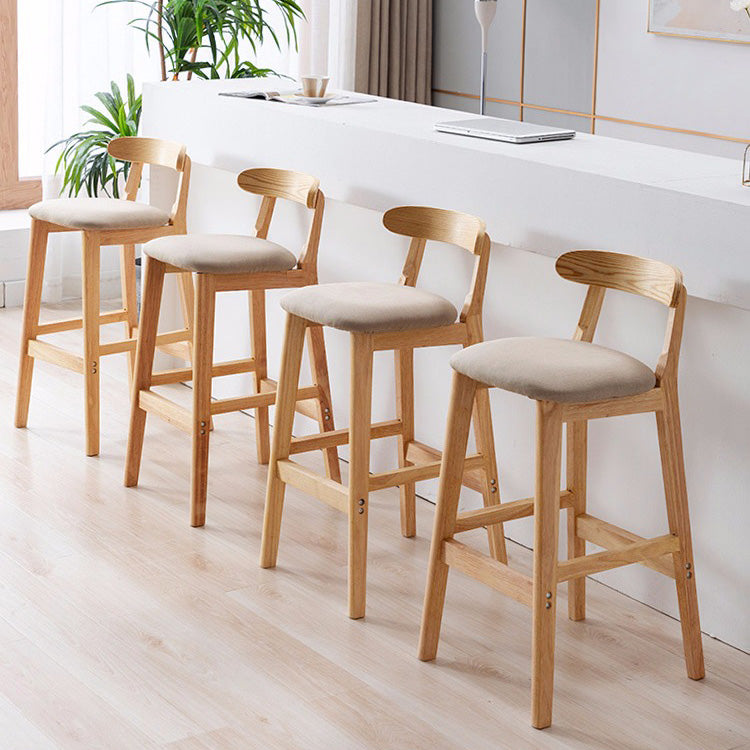 Scandinavian Milk Tea Shop Rubberwood Stool Matte Finish Upholstered Bar Stools Clearhalo 'Bar Furniture' 'Bar Stools' 'bar_stools' 'furn' 'furn_bar_stools' 'Furniture' 'furniture_bar_stools' 'Kitchen & Dining Furniture' 4961422