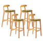 Scandinavian Milk Tea Shop Rubberwood Stool Matte Finish Upholstered Bar Stools Fruit Green 4 Piece Set Clearhalo 'Bar Furniture' 'Bar Stools' 'bar_stools' 'furn' 'furn_bar_stools' 'Furniture' 'furniture_bar_stools' 'Kitchen & Dining Furniture' 4961423