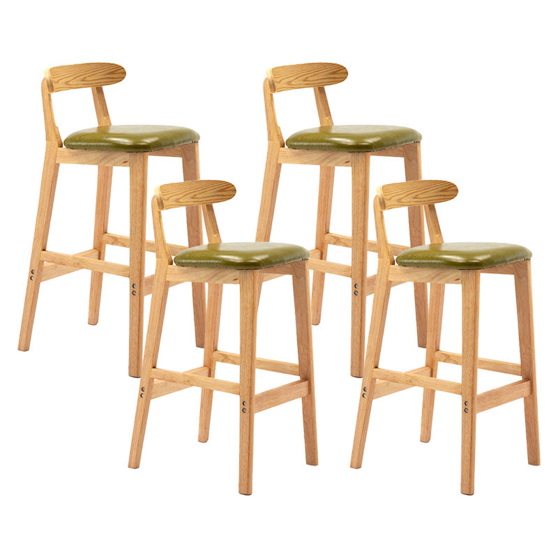 Scandinavian Milk Tea Shop Rubberwood Stool Matte Finish Upholstered Bar Stools Fruit Green 4 Piece Set Clearhalo 'Bar Furniture' 'Bar Stools' 'bar_stools' 'furn' 'furn_bar_stools' 'Furniture' 'furniture_bar_stools' 'Kitchen & Dining Furniture' 4961423