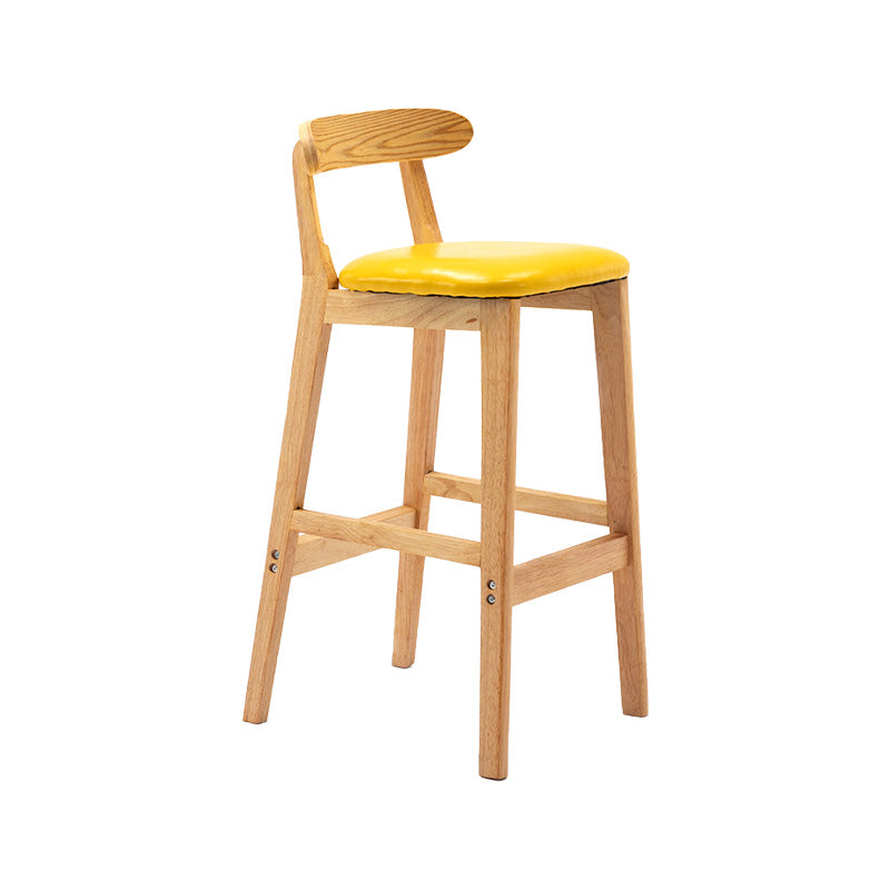 Scandinavian Milk Tea Shop Rubberwood Stool Matte Finish Upholstered Bar Stools Yellow 1 Piece Clearhalo 'Bar Furniture' 'Bar Stools' 'bar_stools' 'furn' 'furn_bar_stools' 'Furniture' 'furniture_bar_stools' 'Kitchen & Dining Furniture' 4961424