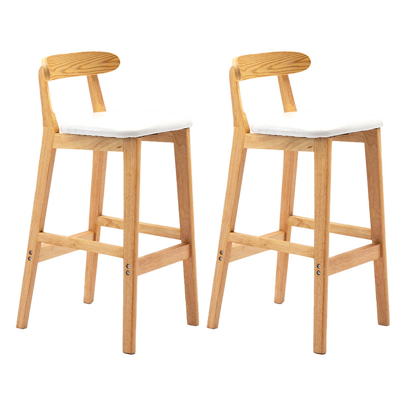 Scandinavian Milk Tea Shop Rubberwood Stool Matte Finish Upholstered Bar Stools White 2 Piece Set Clearhalo 'Bar Furniture' 'Bar Stools' 'bar_stools' 'furn' 'furn_bar_stools' 'Furniture' 'furniture_bar_stools' 'Kitchen & Dining Furniture' 4961428