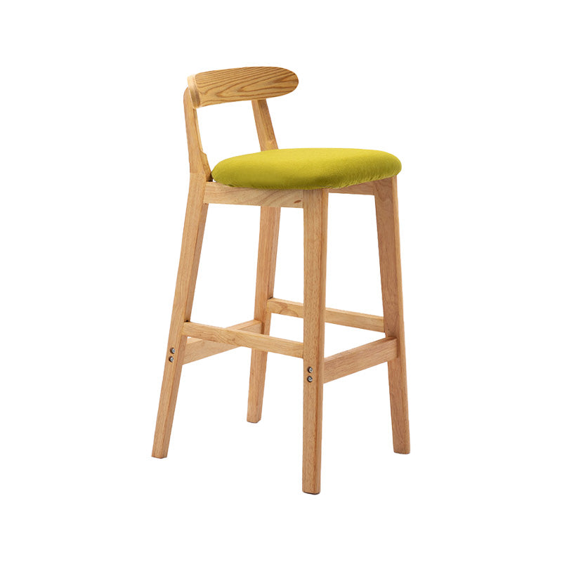 Scandinavian Milk Tea Shop Rubberwood Stool Matte Finish Upholstered Bar Stools Green 1 Piece Clearhalo 'Bar Furniture' 'Bar Stools' 'bar_stools' 'furn' 'furn_bar_stools' 'Furniture' 'furniture_bar_stools' 'Kitchen & Dining Furniture' 4961430