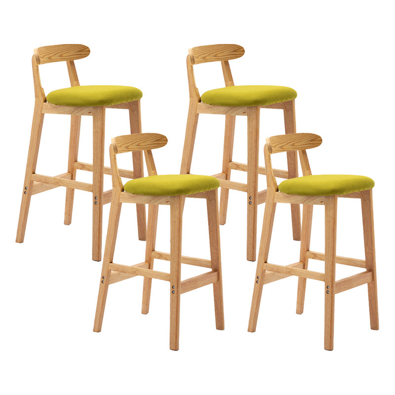 Scandinavian Milk Tea Shop Rubberwood Stool Matte Finish Upholstered Bar Stools Green 4 Piece Set Clearhalo 'Bar Furniture' 'Bar Stools' 'bar_stools' 'furn' 'furn_bar_stools' 'Furniture' 'furniture_bar_stools' 'Kitchen & Dining Furniture' 4961432