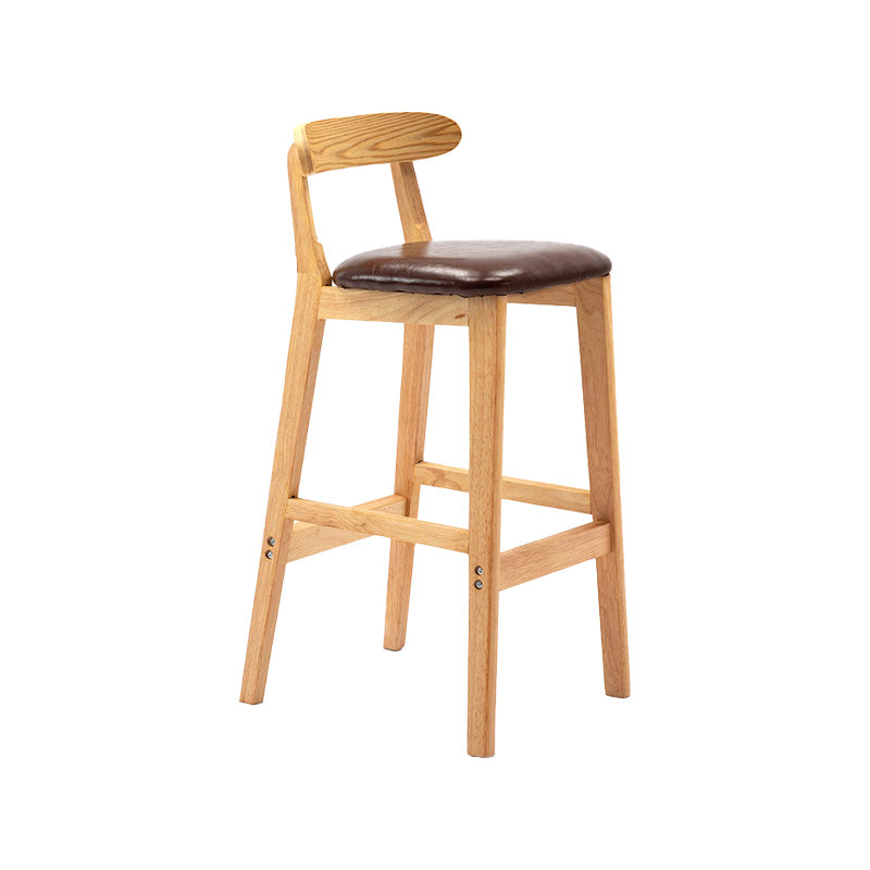 Scandinavian Milk Tea Shop Rubberwood Stool Matte Finish Upholstered Bar Stools Brown 1 Piece Clearhalo 'Bar Furniture' 'Bar Stools' 'bar_stools' 'furn' 'furn_bar_stools' 'Furniture' 'furniture_bar_stools' 'Kitchen & Dining Furniture' 4961433