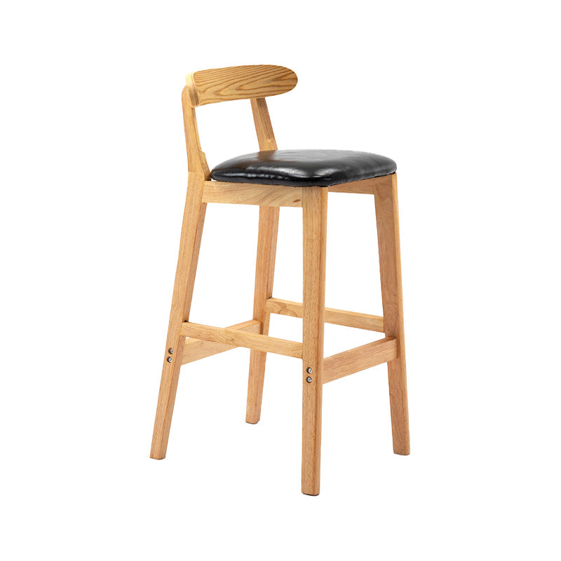 Scandinavian Milk Tea Shop Rubberwood Stool Matte Finish Upholstered Bar Stools Black 1 Piece Clearhalo 'Bar Furniture' 'Bar Stools' 'bar_stools' 'furn' 'furn_bar_stools' 'Furniture' 'furniture_bar_stools' 'Kitchen & Dining Furniture' 4961436