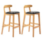 Scandinavian Milk Tea Shop Rubberwood Stool Matte Finish Upholstered Bar Stools Black 2 Piece Set Clearhalo 'Bar Furniture' 'Bar Stools' 'bar_stools' 'furn' 'furn_bar_stools' 'Furniture' 'furniture_bar_stools' 'Kitchen & Dining Furniture' 4961437