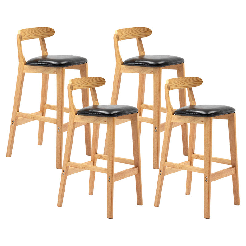 Scandinavian Milk Tea Shop Rubberwood Stool Matte Finish Upholstered Bar Stools Black 4 Piece Set Clearhalo 'Bar Furniture' 'Bar Stools' 'bar_stools' 'furn' 'furn_bar_stools' 'Furniture' 'furniture_bar_stools' 'Kitchen & Dining Furniture' 4961438