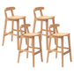 Scandinavian Milk Tea Shop Rubberwood Stool Matte Finish Upholstered Bar Stools Wood 4 Piece Set Clearhalo 'Bar Furniture' 'Bar Stools' 'bar_stools' 'furn' 'furn_bar_stools' 'Furniture' 'furniture_bar_stools' 'Kitchen & Dining Furniture' 4961441