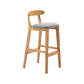 Scandinavian Milk Tea Shop Rubberwood Stool Matte Finish Upholstered Bar Stools Smoke Gray 1 Piece Clearhalo 'Bar Furniture' 'Bar Stools' 'bar_stools' 'furn' 'furn_bar_stools' 'Furniture' 'furniture_bar_stools' 'Kitchen & Dining Furniture' 4961445