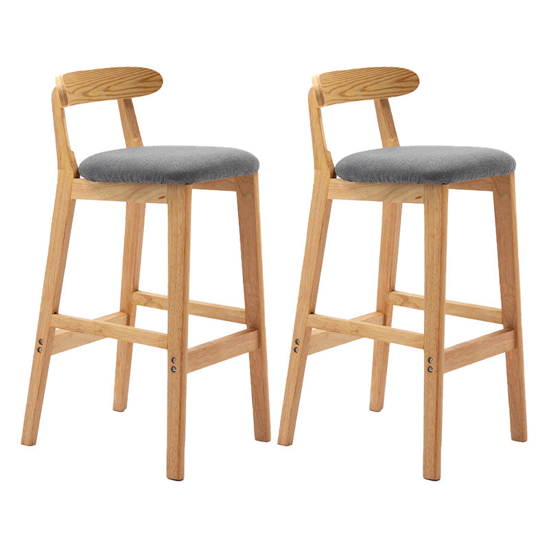 Scandinavian Milk Tea Shop Rubberwood Stool Matte Finish Upholstered Bar Stools Light Gray 2 Piece Set Clearhalo 'Bar Furniture' 'Bar Stools' 'bar_stools' 'furn' 'furn_bar_stools' 'Furniture' 'furniture_bar_stools' 'Kitchen & Dining Furniture' 4961449