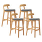 Scandinavian Milk Tea Shop Rubberwood Stool Matte Finish Upholstered Bar Stools Light Gray 4 Piece Set Clearhalo 'Bar Furniture' 'Bar Stools' 'bar_stools' 'furn' 'furn_bar_stools' 'Furniture' 'furniture_bar_stools' 'Kitchen & Dining Furniture' 4961450