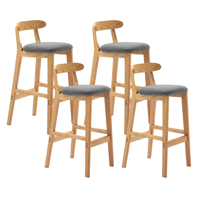 Scandinavian Milk Tea Shop Rubberwood Stool Matte Finish Upholstered Bar Stools Light Gray 4 Piece Set Clearhalo 'Bar Furniture' 'Bar Stools' 'bar_stools' 'furn' 'furn_bar_stools' 'Furniture' 'furniture_bar_stools' 'Kitchen & Dining Furniture' 4961450