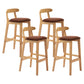 Scandinavian Milk Tea Shop Rubberwood Stool Matte Finish Upholstered Bar Stools Coffee 4 Piece Set Clearhalo 'Bar Furniture' 'Bar Stools' 'bar_stools' 'furn' 'furn_bar_stools' 'Furniture' 'furniture_bar_stools' 'Kitchen & Dining Furniture' 4961452
