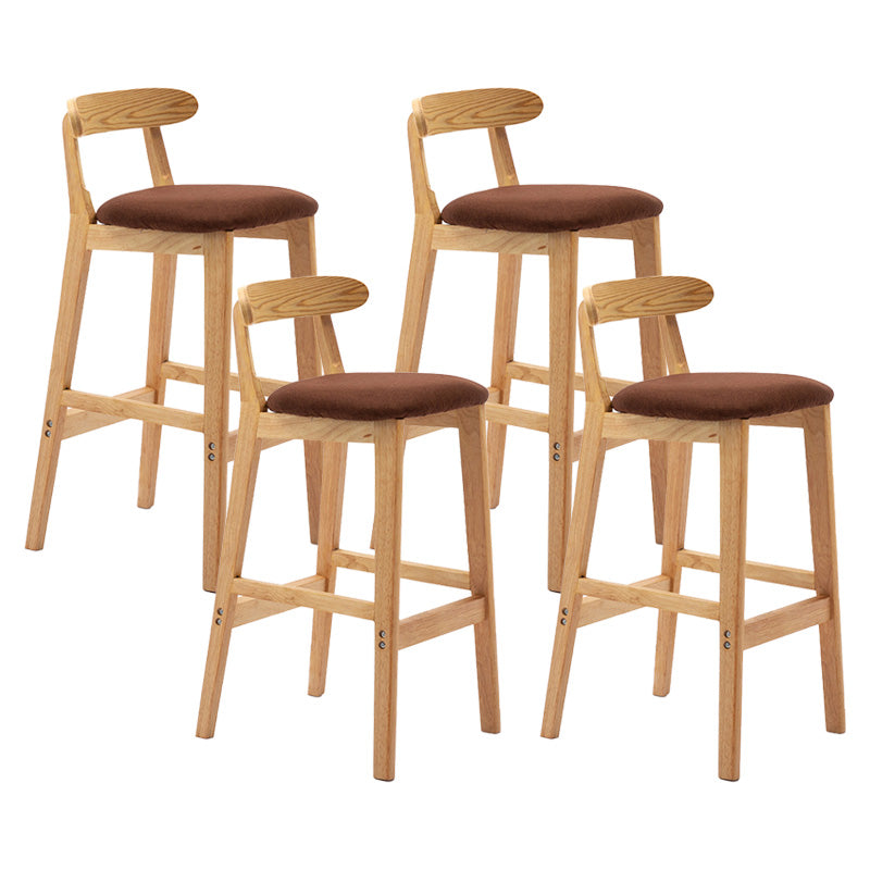 Scandinavian Milk Tea Shop Rubberwood Stool Matte Finish Upholstered Bar Stools Coffee 4 Piece Set Clearhalo 'Bar Furniture' 'Bar Stools' 'bar_stools' 'furn' 'furn_bar_stools' 'Furniture' 'furniture_bar_stools' 'Kitchen & Dining Furniture' 4961452