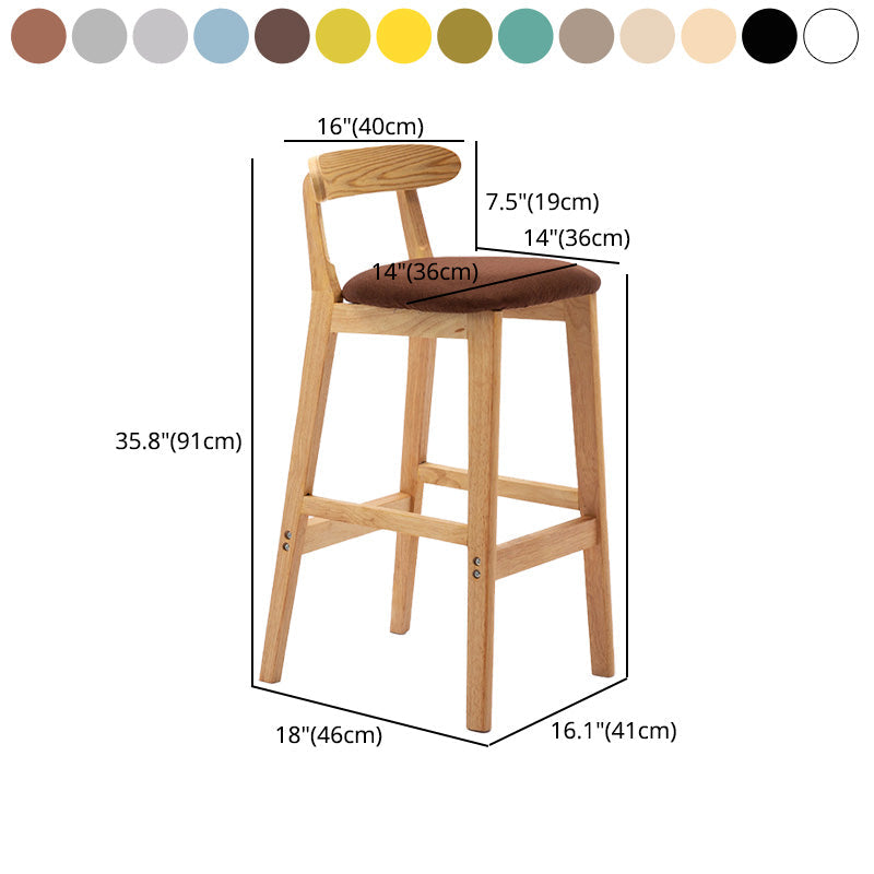 Scandinavian Milk Tea Shop Rubberwood Stool Matte Finish Upholstered Bar Stools Clearhalo 'Bar Furniture' 'Bar Stools' 'bar_stools' 'furn' 'furn_bar_stools' 'Furniture' 'furniture_bar_stools' 'Kitchen & Dining Furniture' 4961453