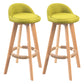 Modern Rubberwood Indoor Stool Matte Finish Upholstered Bar Stools Light Green 2 Piece Set Clearhalo 'Bar Furniture' 'Bar Stools' 'bar_stools' 'furn' 'furn_bar_stools' 'Furniture' 'furniture_bar_stools' 'Kitchen & Dining Furniture' 4961462