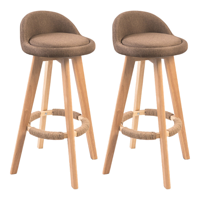 Modern Rubberwood Indoor Stool Matte Finish Upholstered Bar Stools Light Coffee 2 Piece Set Clearhalo 'Bar Furniture' 'Bar Stools' 'bar_stools' 'furn' 'furn_bar_stools' 'Furniture' 'furniture_bar_stools' 'Kitchen & Dining Furniture' 4961475