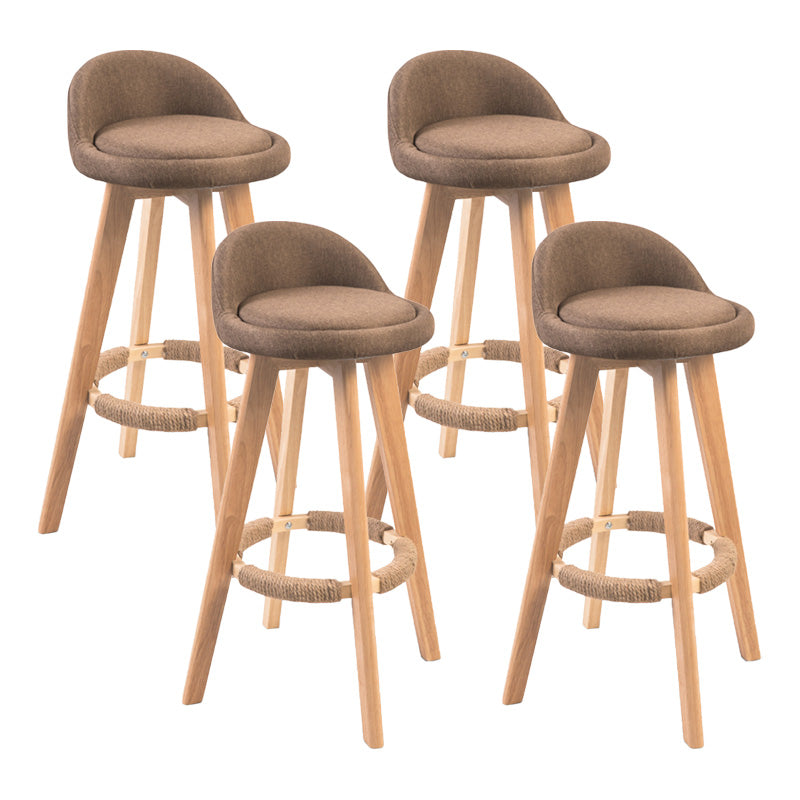 Modern Rubberwood Indoor Stool Matte Finish Upholstered Bar Stools Light Coffee 4 Piece Set Clearhalo 'Bar Furniture' 'Bar Stools' 'bar_stools' 'furn' 'furn_bar_stools' 'Furniture' 'furniture_bar_stools' 'Kitchen & Dining Furniture' 4961476
