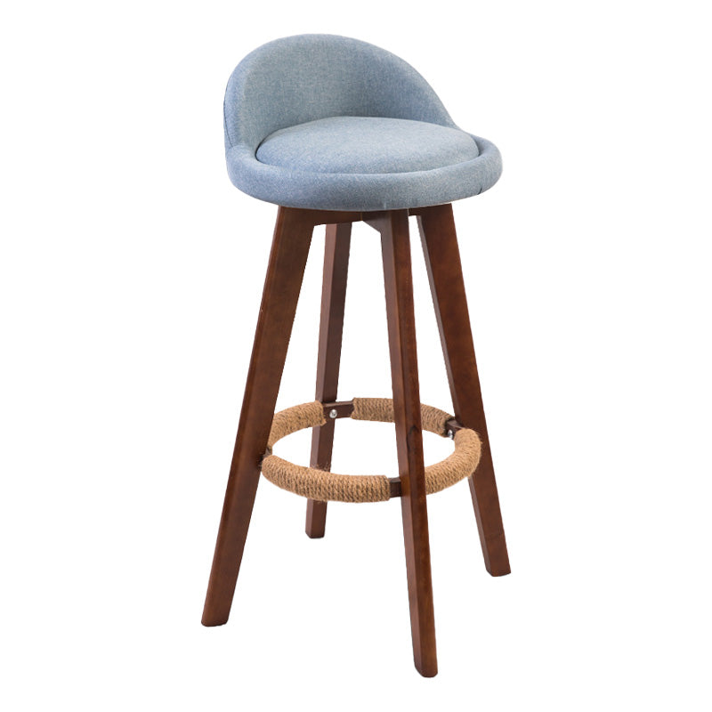 Modern Rubberwood Indoor Stool Matte Finish Upholstered Bar Stools Blue 1 Piece Clearhalo 'Bar Furniture' 'Bar Stools' 'bar_stools' 'furn' 'furn_bar_stools' 'Furniture' 'furniture_bar_stools' 'Kitchen & Dining Furniture' 4961478