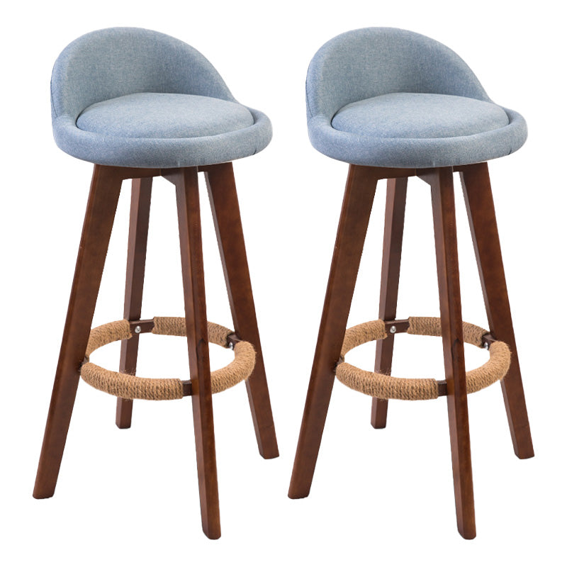 Modern Rubberwood Indoor Stool Matte Finish Upholstered Bar Stools Blue 2 Piece Set Clearhalo 'Bar Furniture' 'Bar Stools' 'bar_stools' 'furn' 'furn_bar_stools' 'Furniture' 'furniture_bar_stools' 'Kitchen & Dining Furniture' 4961479