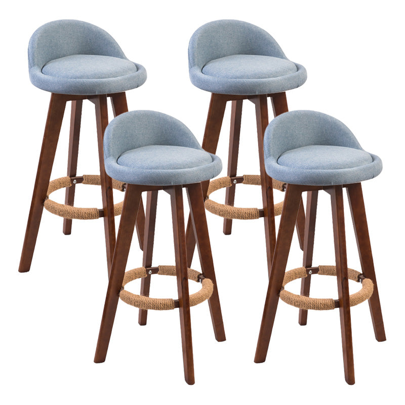 Modern Rubberwood Indoor Stool Matte Finish Upholstered Bar Stools Blue 4 Piece Set Clearhalo 'Bar Furniture' 'Bar Stools' 'bar_stools' 'furn' 'furn_bar_stools' 'Furniture' 'furniture_bar_stools' 'Kitchen & Dining Furniture' 4961480