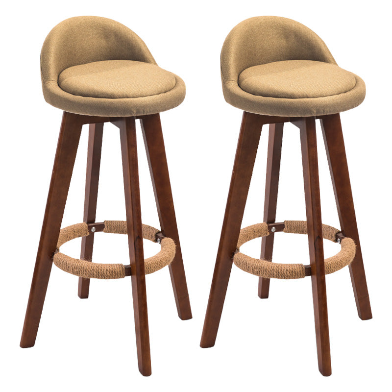 Modern Rubberwood Indoor Stool Matte Finish Upholstered Bar Stools Light Yellow 2 Piece Set Clearhalo 'Bar Furniture' 'Bar Stools' 'bar_stools' 'furn' 'furn_bar_stools' 'Furniture' 'furniture_bar_stools' 'Kitchen & Dining Furniture' 4961482