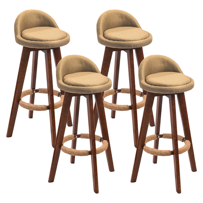Modern Rubberwood Indoor Stool Matte Finish Upholstered Bar Stools Light Yellow 4 Piece Set Clearhalo 'Bar Furniture' 'Bar Stools' 'bar_stools' 'furn' 'furn_bar_stools' 'Furniture' 'furniture_bar_stools' 'Kitchen & Dining Furniture' 4961483
