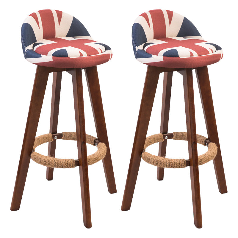 Modern Rubberwood Indoor Stool Matte Finish Upholstered Bar Stools Red-White-Blue 2 Piece Set Clearhalo 'Bar Furniture' 'Bar Stools' 'bar_stools' 'furn' 'furn_bar_stools' 'Furniture' 'furniture_bar_stools' 'Kitchen & Dining Furniture' 4961485