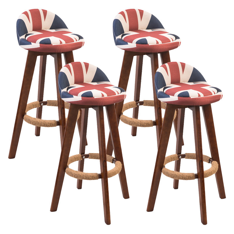 Modern Rubberwood Indoor Stool Matte Finish Upholstered Bar Stools Red-White-Blue 4 Piece Set Clearhalo 'Bar Furniture' 'Bar Stools' 'bar_stools' 'furn' 'furn_bar_stools' 'Furniture' 'furniture_bar_stools' 'Kitchen & Dining Furniture' 4961486