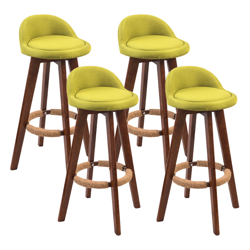 Modern Rubberwood Indoor Stool Matte Finish Upholstered Bar Stools Green 4 Piece Set Clearhalo 'Bar Furniture' 'Bar Stools' 'bar_stools' 'furn' 'furn_bar_stools' 'Furniture' 'furniture_bar_stools' 'Kitchen & Dining Furniture' 4961489