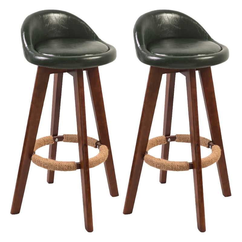 Modern Rubberwood Indoor Stool Matte Finish Upholstered Bar Stools Blackish Green 2 Piece Set Clearhalo 'Bar Furniture' 'Bar Stools' 'bar_stools' 'furn' 'furn_bar_stools' 'Furniture' 'furniture_bar_stools' 'Kitchen & Dining Furniture' 4961494