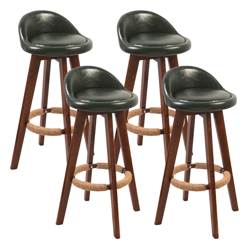 Modern Rubberwood Indoor Stool Matte Finish Upholstered Bar Stools Blackish Green 4 Piece Set Clearhalo 'Bar Furniture' 'Bar Stools' 'bar_stools' 'furn' 'furn_bar_stools' 'Furniture' 'furniture_bar_stools' 'Kitchen & Dining Furniture' 4961495