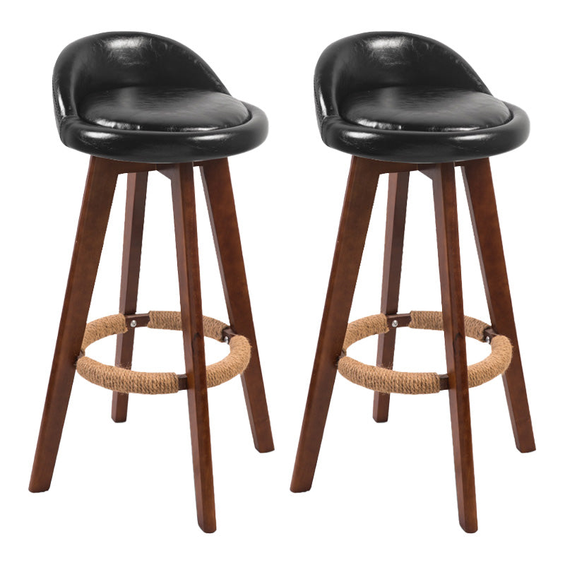 Modern Rubberwood Indoor Stool Matte Finish Upholstered Bar Stools Black 2 Piece Set Clearhalo 'Bar Furniture' 'Bar Stools' 'bar_stools' 'furn' 'furn_bar_stools' 'Furniture' 'furniture_bar_stools' 'Kitchen & Dining Furniture' 4961497