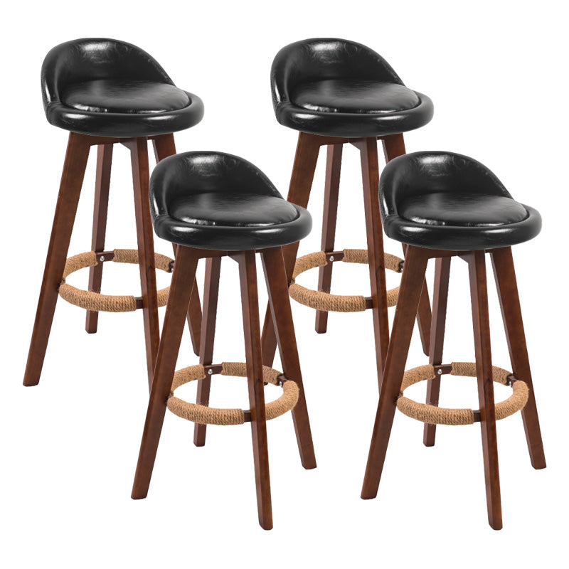 Modern Rubberwood Indoor Stool Matte Finish Upholstered Bar Stools Black 4 Piece Set Clearhalo 'Bar Furniture' 'Bar Stools' 'bar_stools' 'furn' 'furn_bar_stools' 'Furniture' 'furniture_bar_stools' 'Kitchen & Dining Furniture' 4961498