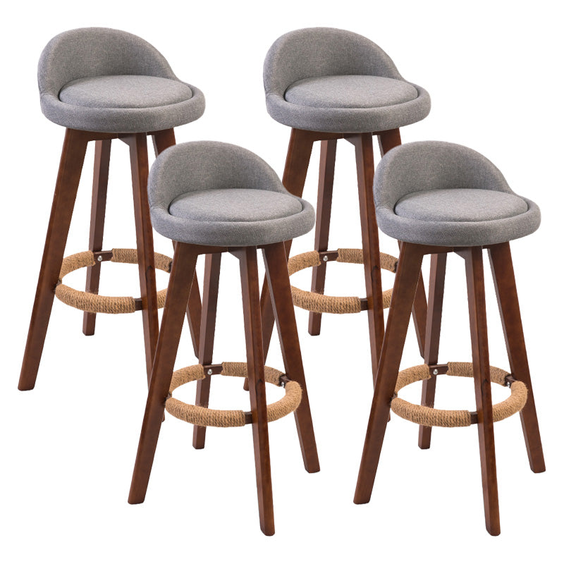 Modern Rubberwood Indoor Stool Matte Finish Upholstered Bar Stools Grey 4 Piece Set Clearhalo 'Bar Furniture' 'Bar Stools' 'bar_stools' 'furn' 'furn_bar_stools' 'Furniture' 'furniture_bar_stools' 'Kitchen & Dining Furniture' 4961501