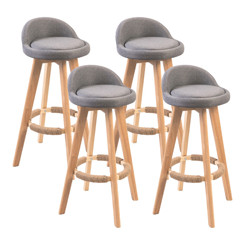 Modern Rubberwood Indoor Stool Matte Finish Upholstered Bar Stools Light Gray 4 Piece Set Clearhalo 'Bar Furniture' 'Bar Stools' 'bar_stools' 'furn' 'furn_bar_stools' 'Furniture' 'furniture_bar_stools' 'Kitchen & Dining Furniture' 4961504